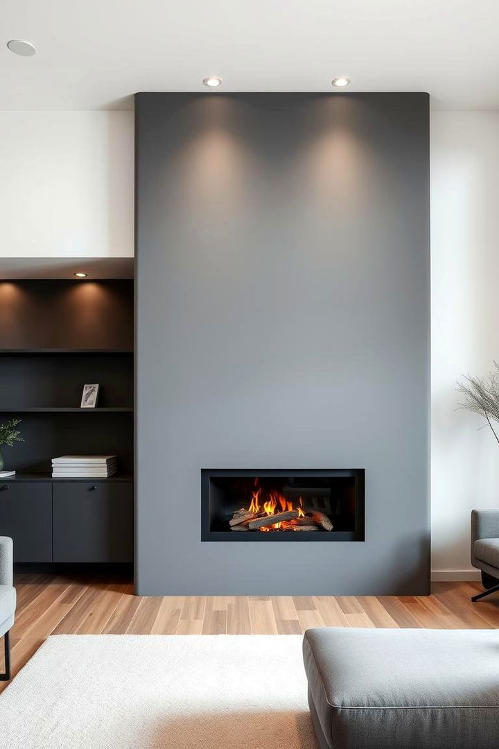 Sleek Modern Grey - 22 Fireplace Paint Ideas
