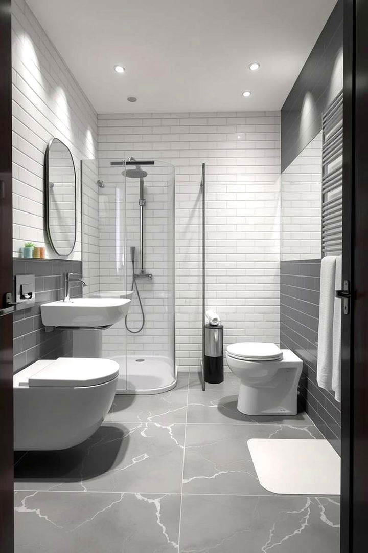 Sleek Monochrome Tiles - 22 Grey and White Bathroom Ideas