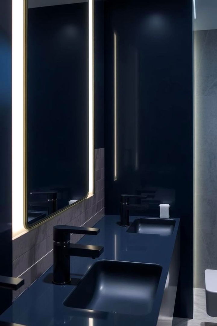 Sleek Navy Fixtures - 22 Navy Blue Bathroom Ideas