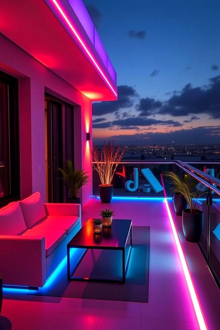 Sleek Neon Accents - 22 Balcony Deck Ideas