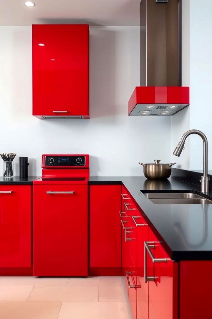 Sleek Red Appliances - 22 red and black kitchen ideas