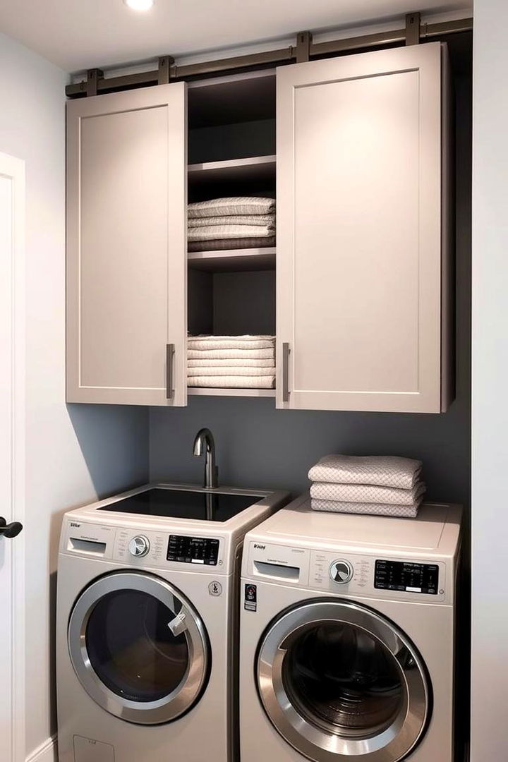 Sleek Sliding Door Cabinets - 22 Laundry Room Cabinet Ideas