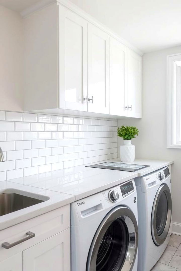 Sleek Subway Tile Statement - Chic Laundry Room Backsplash Tile Inspirations