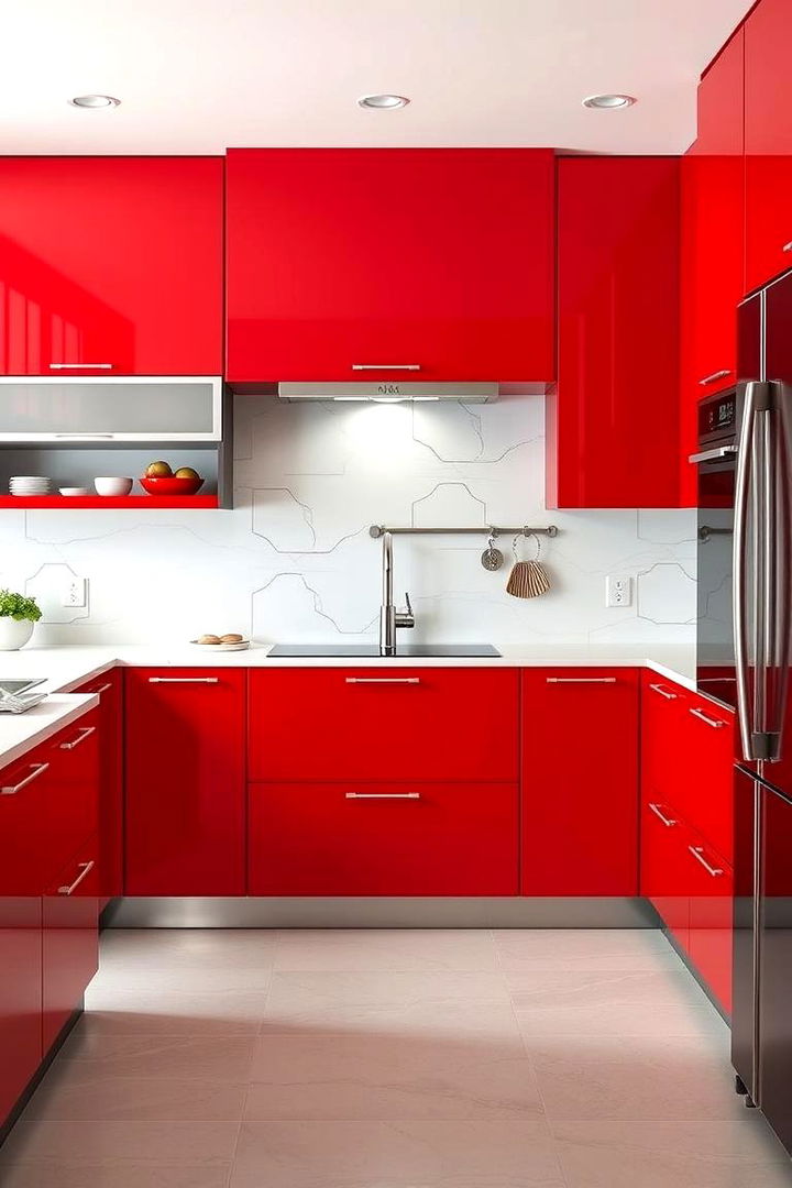Sleek Surfaces and Finishes - 22 Red Kitchens