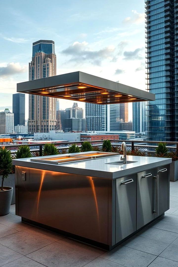 Sleek Urban Retreat - 22 Outdoor Kitchen Island Ideas