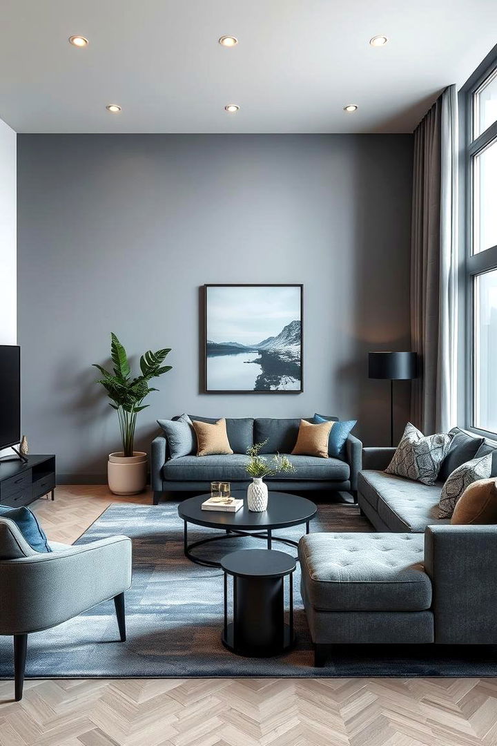 Sleek Urban Sophistication - 22 Blue and Grey Living Room Ideas