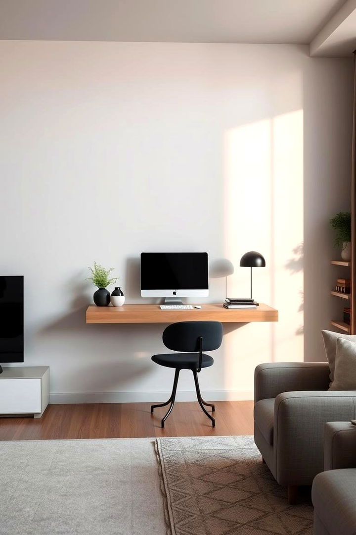 Sleek Wall Mounted Desk for Space Saving - 22 Desk in Living Room Ideas