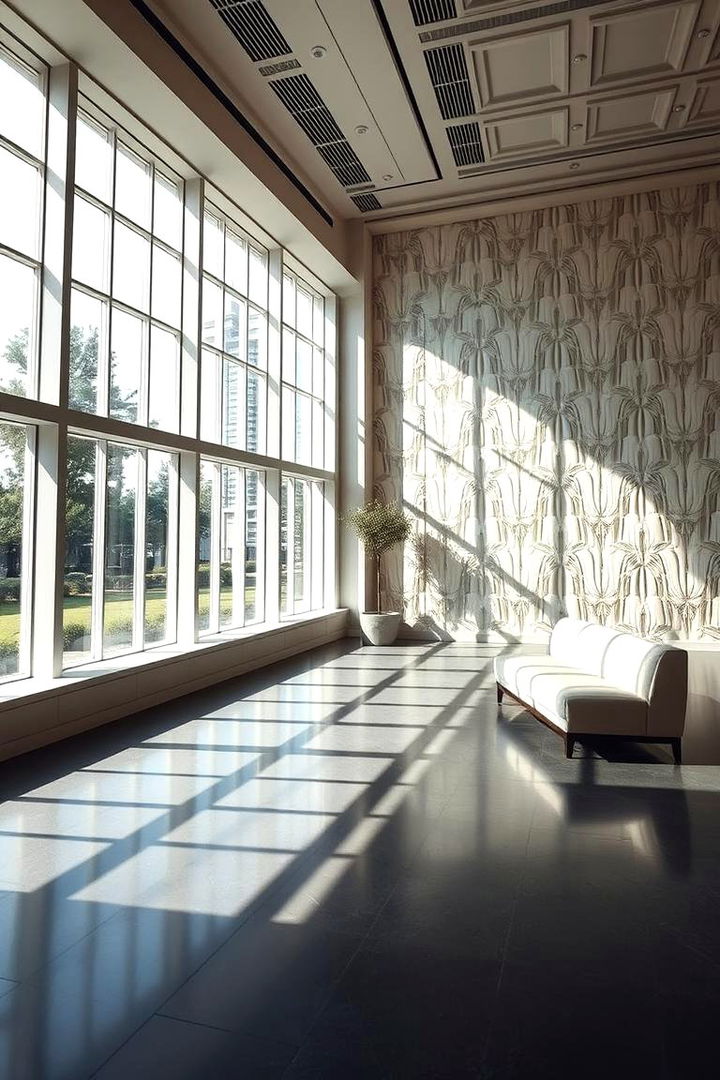 Sleek Windows Styled Walls - 22 Transitional Living Room Ideas