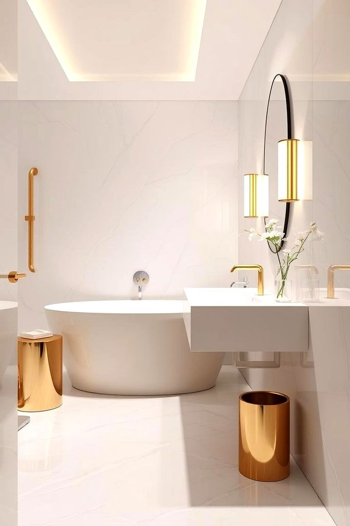 Sleek and Shimmering Sophistication - 22 White and Gold Bathroom Ideas