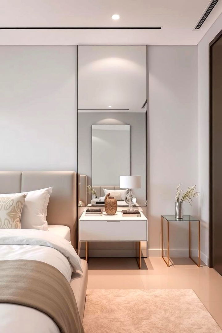 Sleek and Sophisticated - 22 Mirror Behind Nightstand Design Ideas