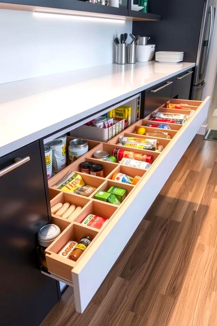 Slide Out Pantry Drawers for Easy Access - 22 Pantry Shelving Ideas
