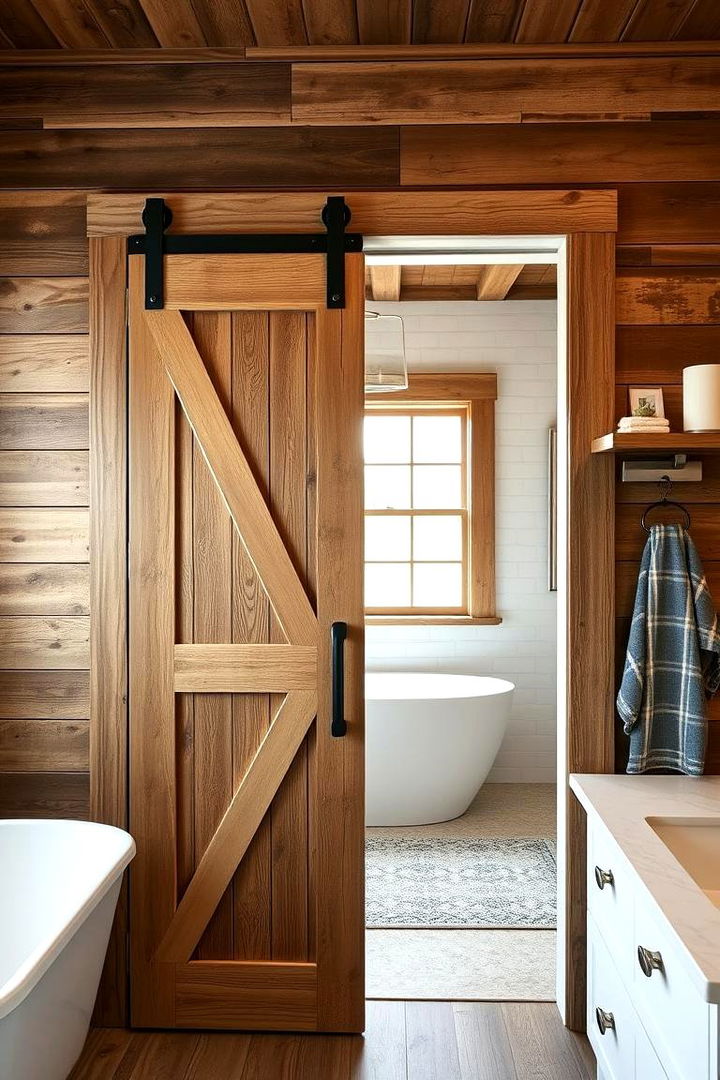 Sliding Barn Door Style - 22 Farmhouse Bathroom Ideas