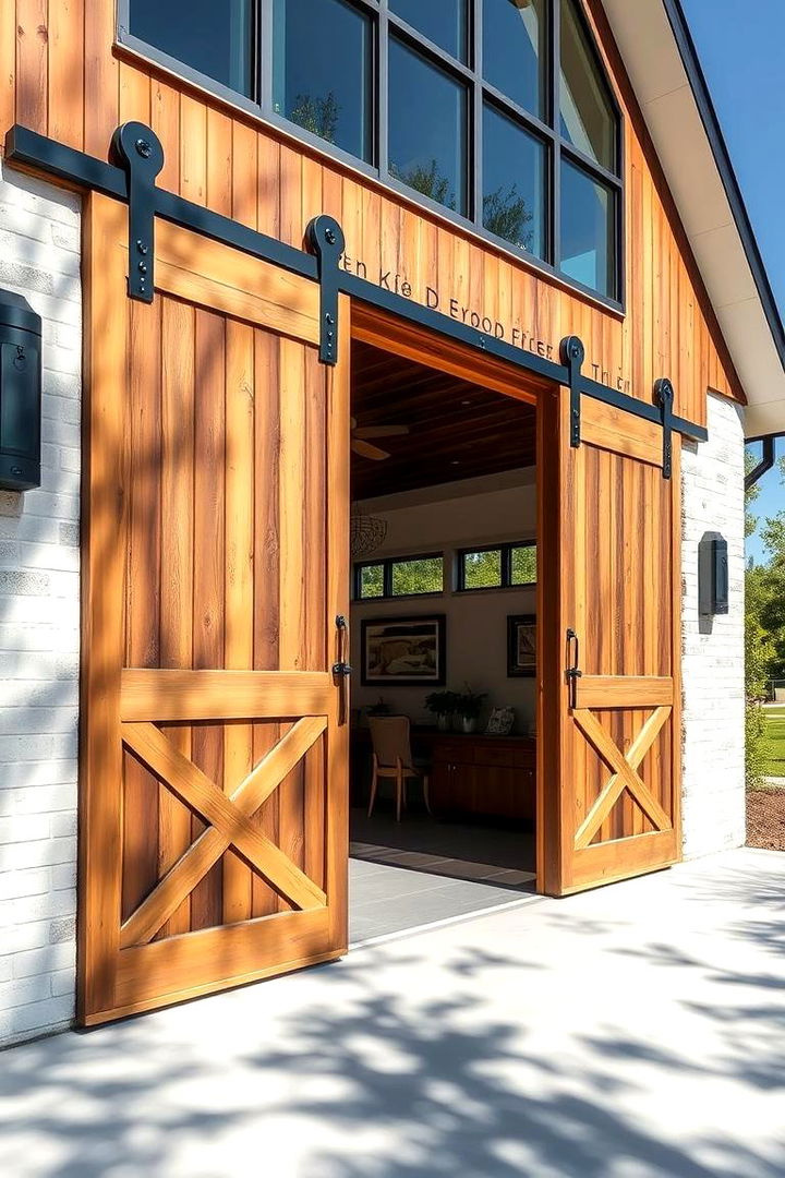 Sliding Barn Doors Accent - 22 Barndominium Exterior Ideas