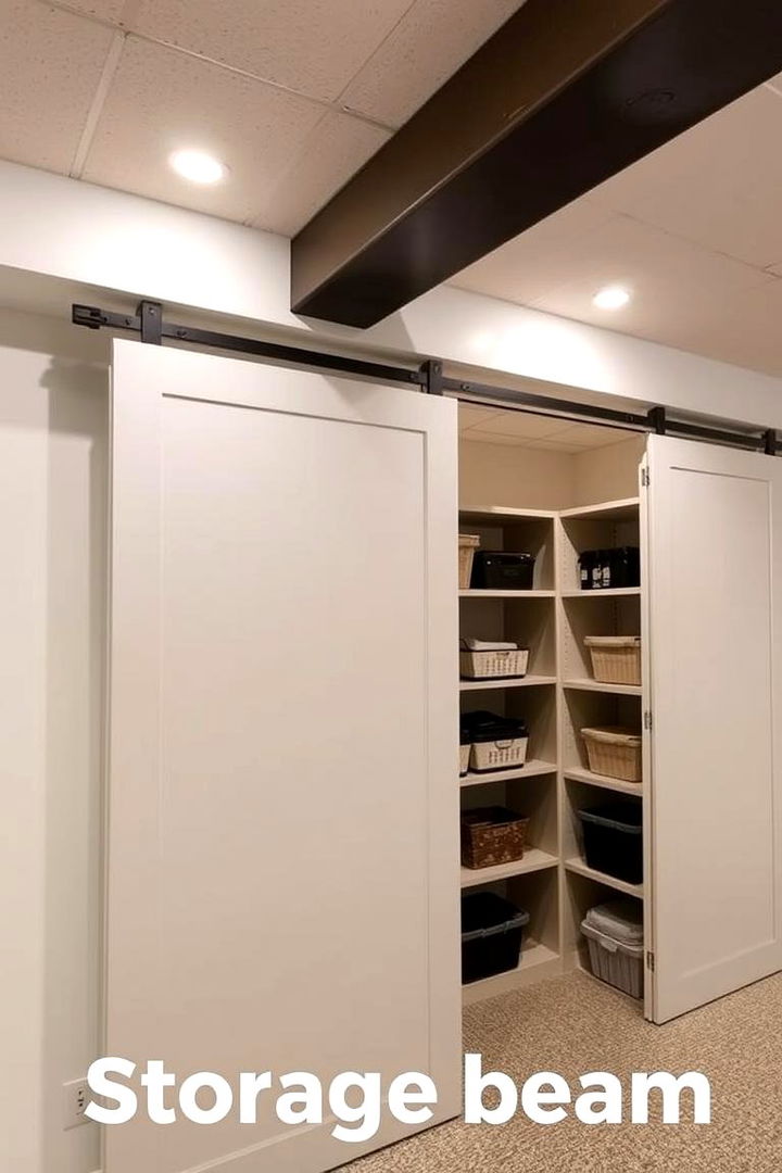 Sliding Door Storage Beams - 22 Basement Storage Ideas