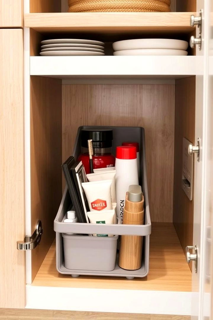 Slim Storage Caddies for Narrow Spaces - 22 Bathroom Cabinet Organizing Ideas