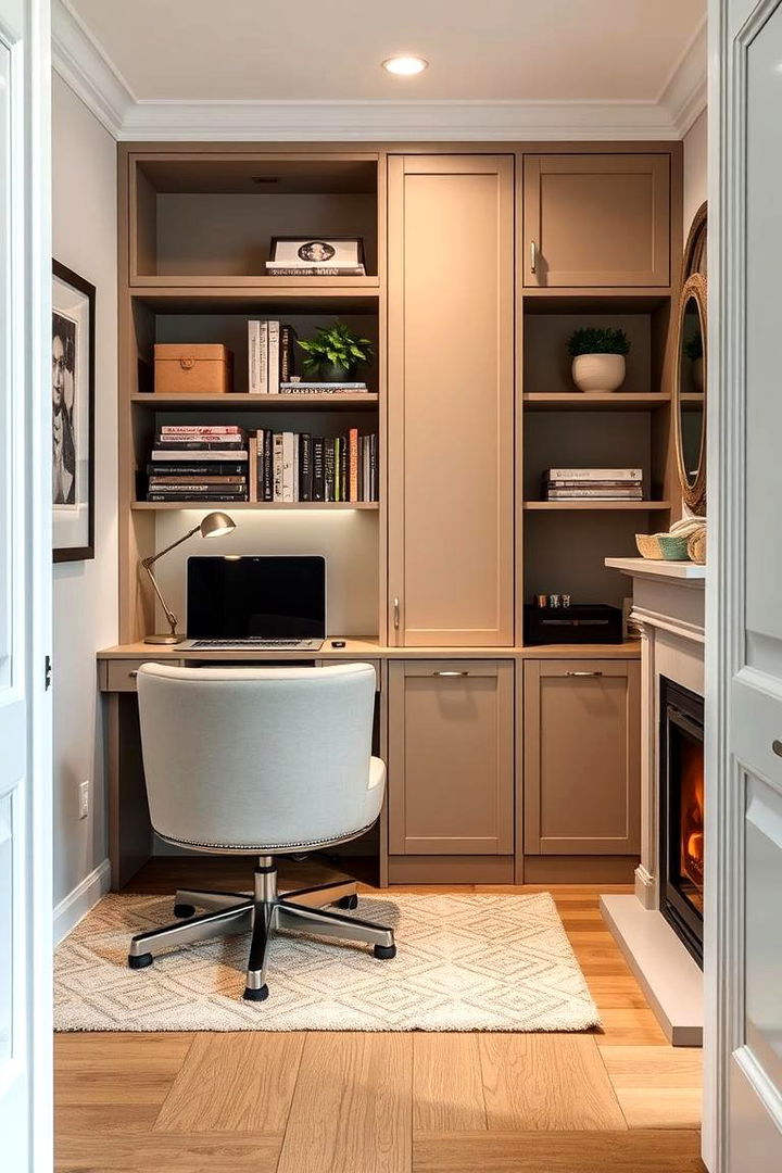Smart Design for Compact Home Offices - 22 Home Office With Fireplace Ideas