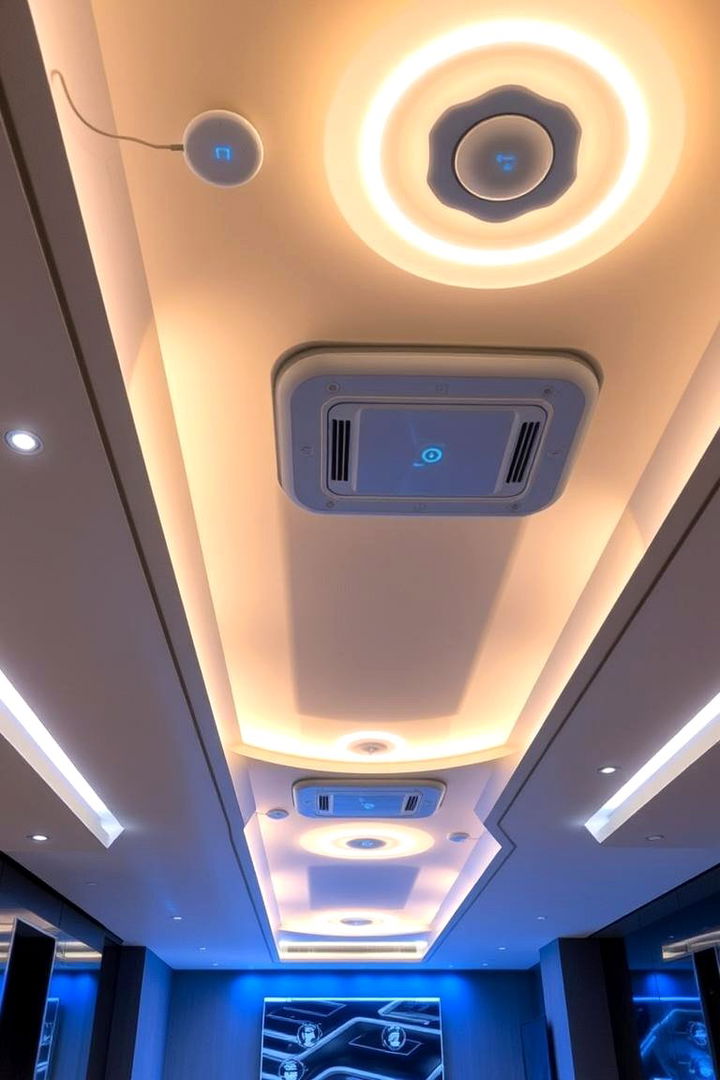 Smart Home Integrated Ceiling Features - 22 Basement Drop Ceiling Ideas