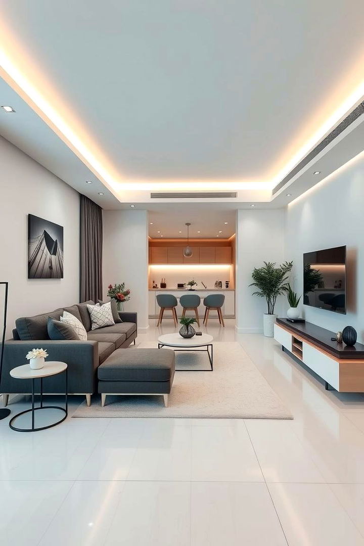Smart Home Integrated Space - 22 Grey and White Living Room Ideas