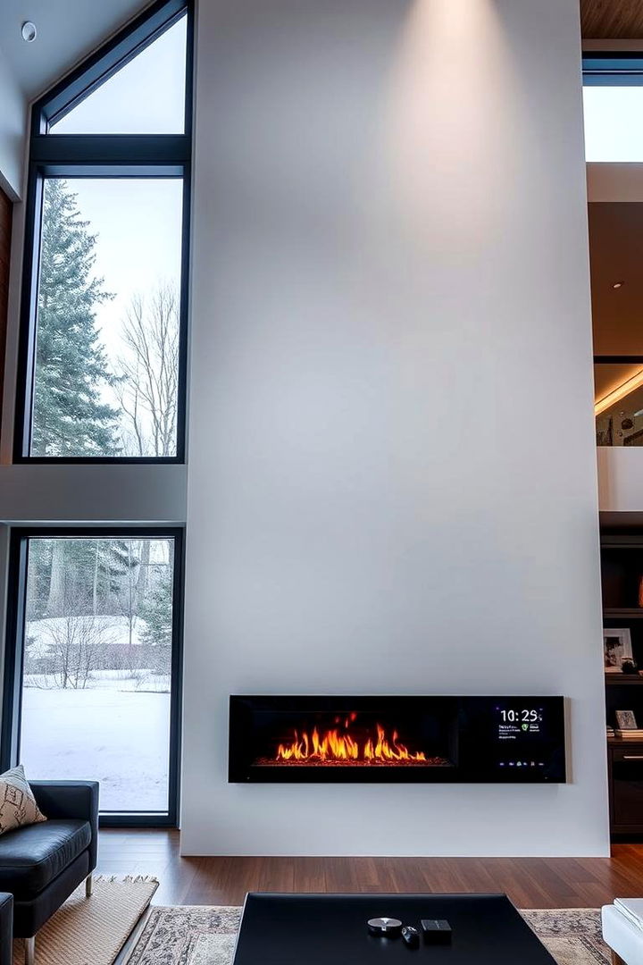 Smart Home Integration - 22 Fireplace Between Windows Ideas