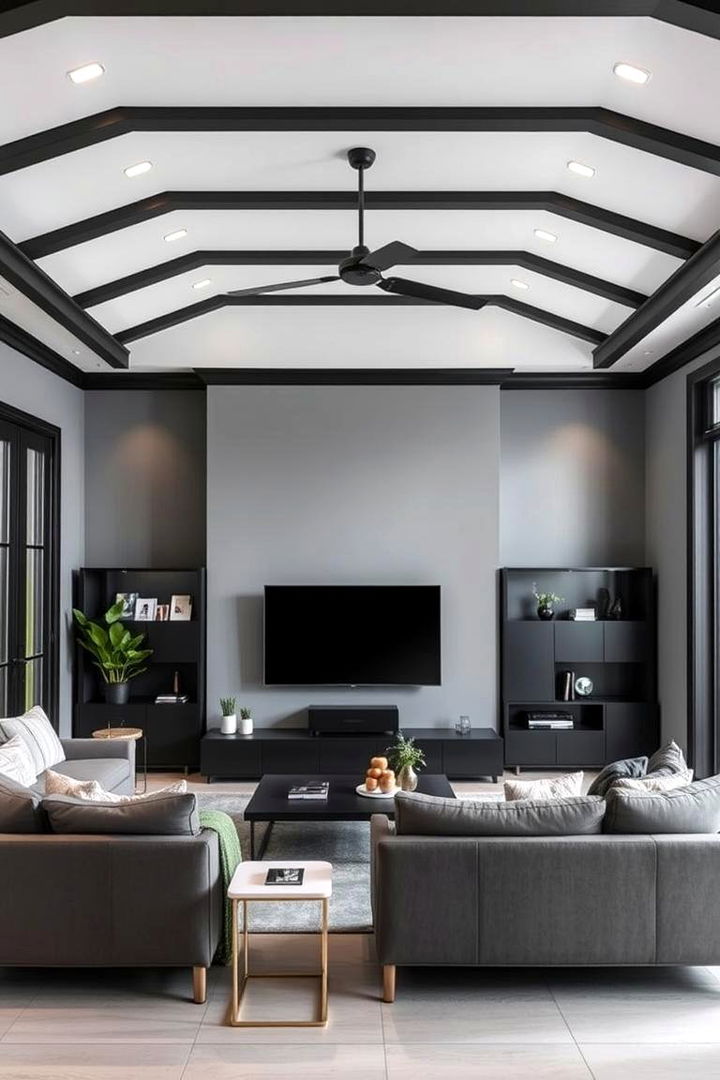 Smart Home Integration - 22 Living Room With Grey Walls and Black Trim