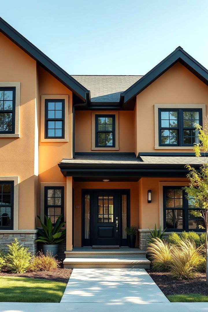 Smart Home Integration - 22 Tan House With Black Trim Design Ideas