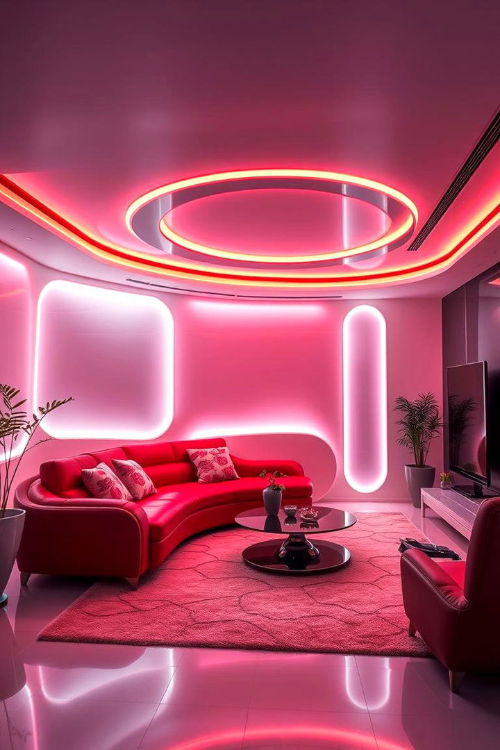 Smart Integrated Lighting Magic - 22 Red Couch Living Room Ideas