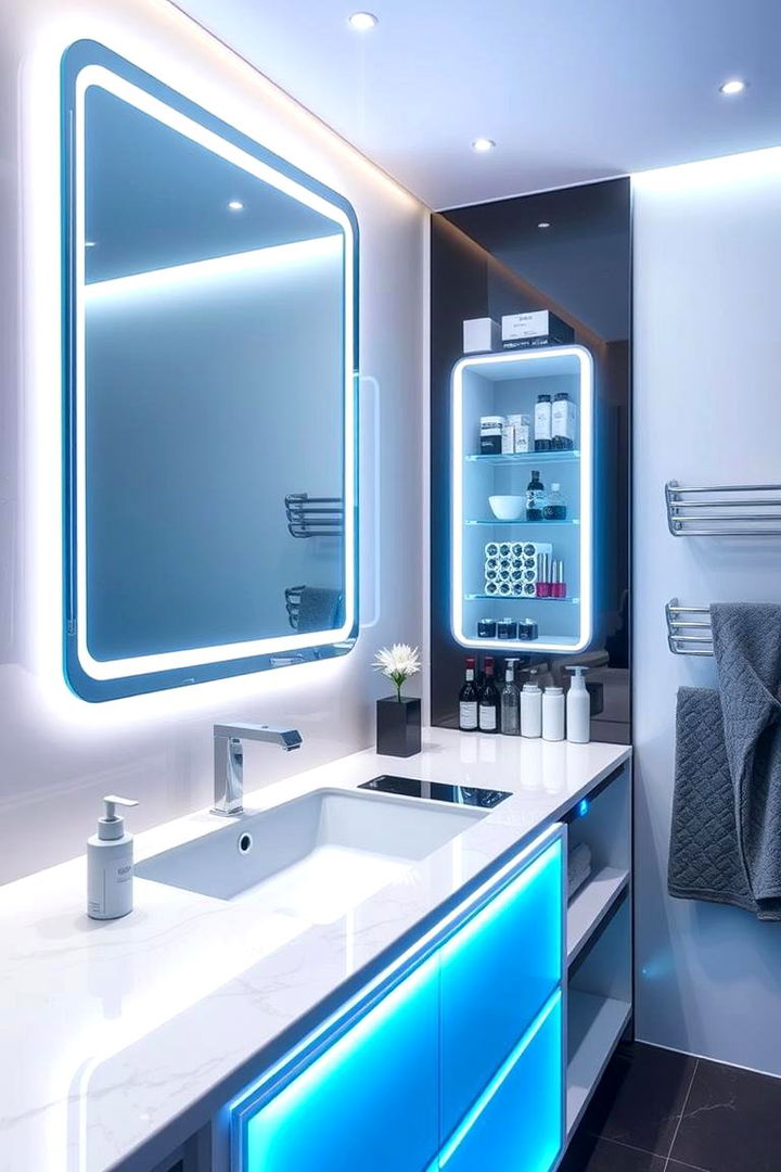 Smart Solutions with Modern Tech Integration - 22 Bathroom Counter Organization Ideas