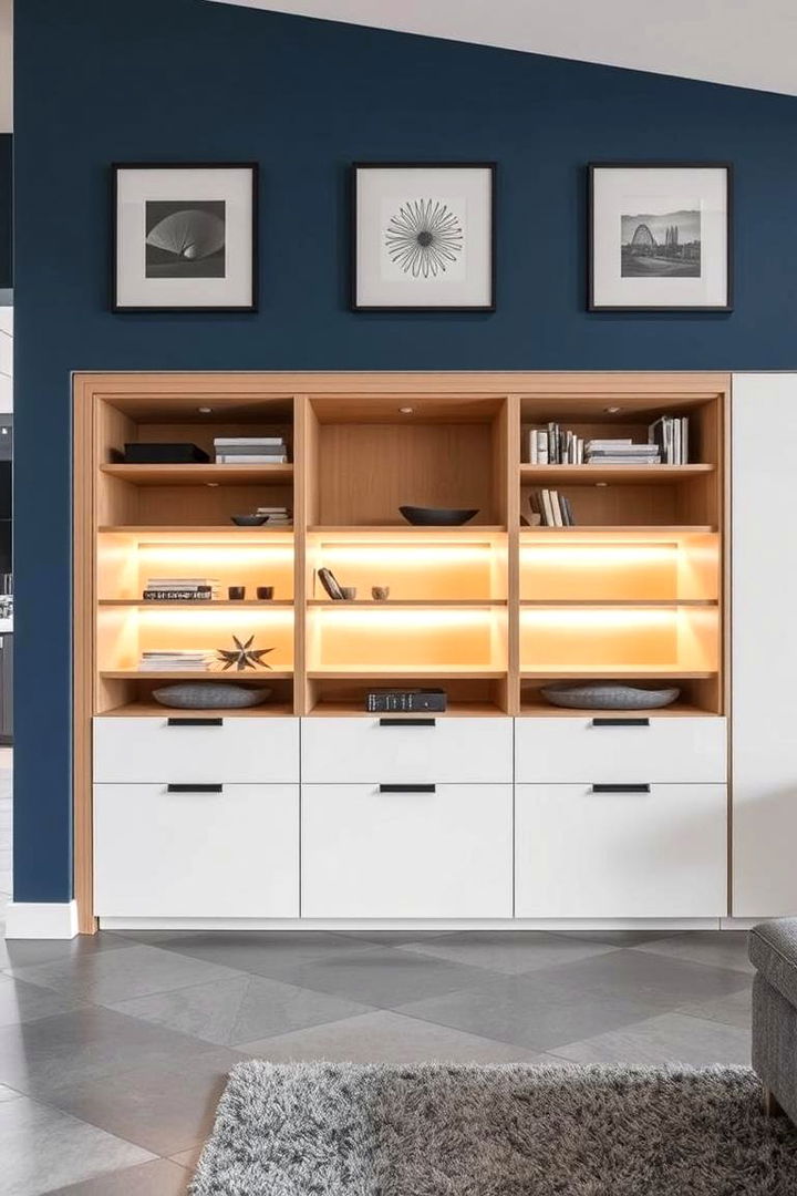 Smart Storage Ideas - 22 grey floor living room with blue walls ideas