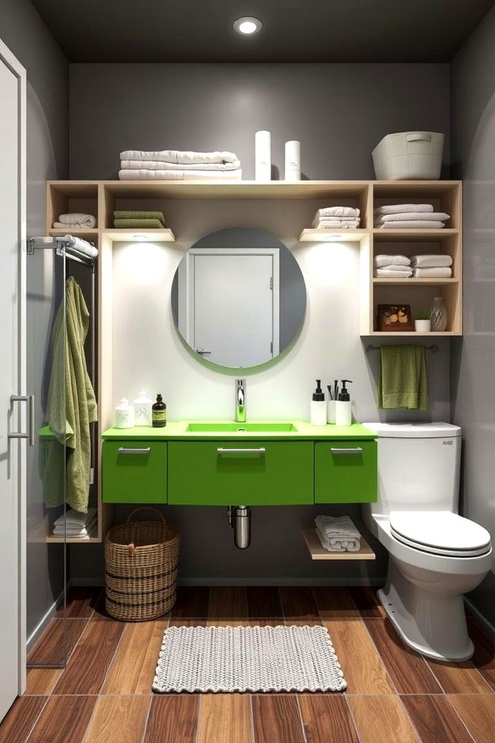 Smart Storage Innovations - 22 Bathroom With Green Vanity