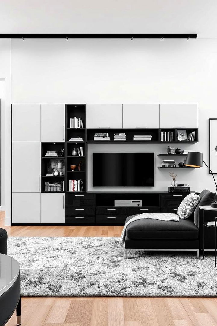 Smart Storage Solutions - 22 Black and White Living Room Ideas