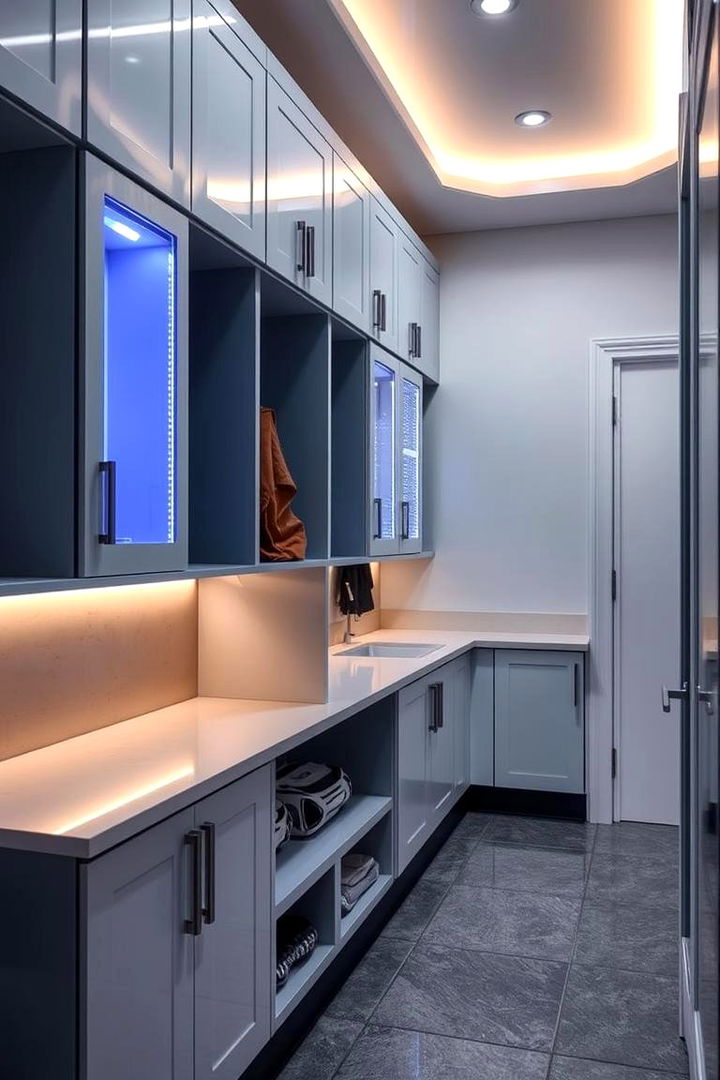 Smart Storage with LED Lighting - 22 Mudroom Storage Ideas