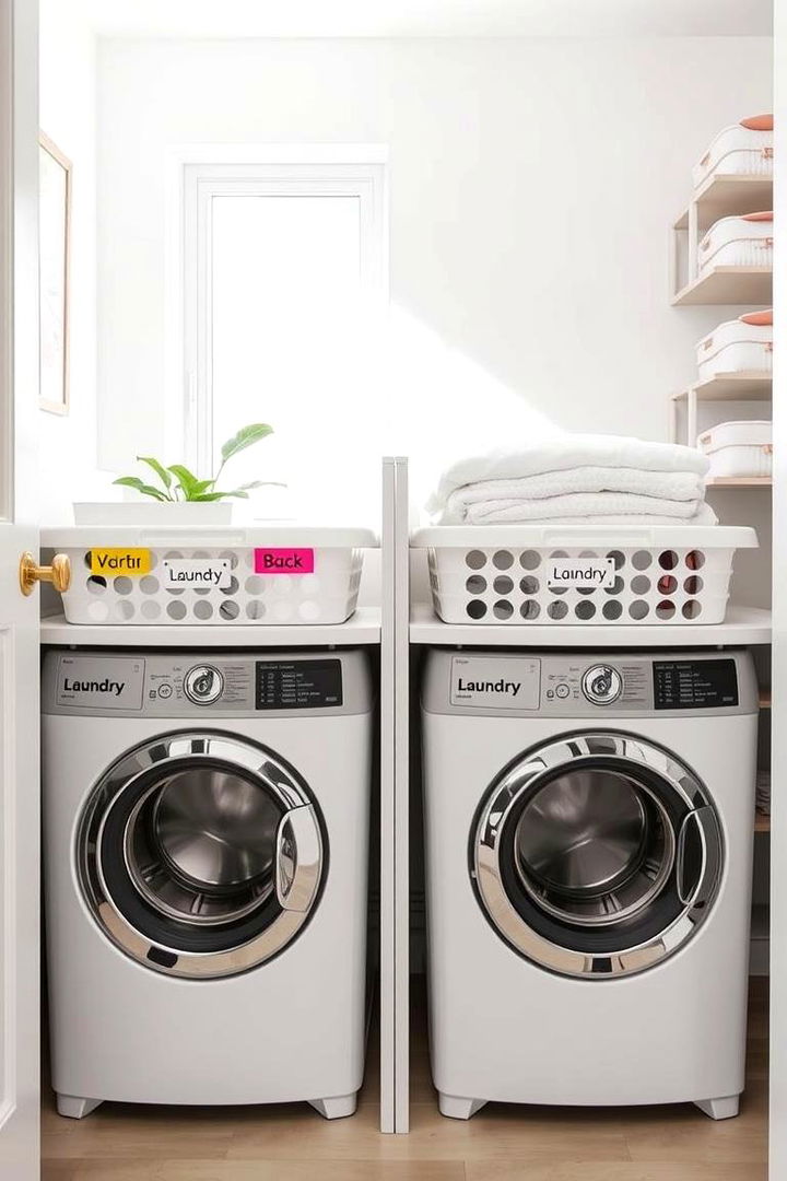 Smart Storage with Labeled Laundry Baskets - 22 Laundry Basket Storage Ideas
