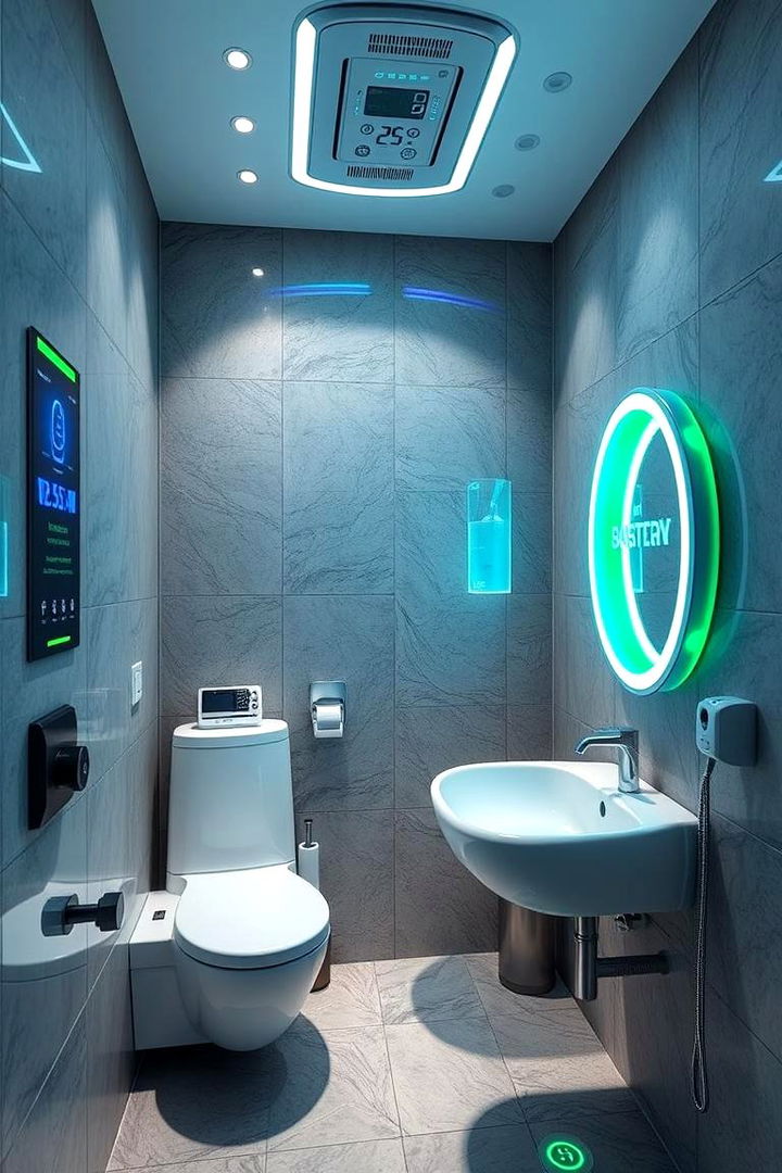 Smart Tech Installations - 22 Small Green Bathroom Ideas