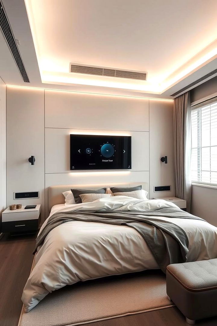 Smart Technology Integration - 22 Neutral Bedroom Ideas