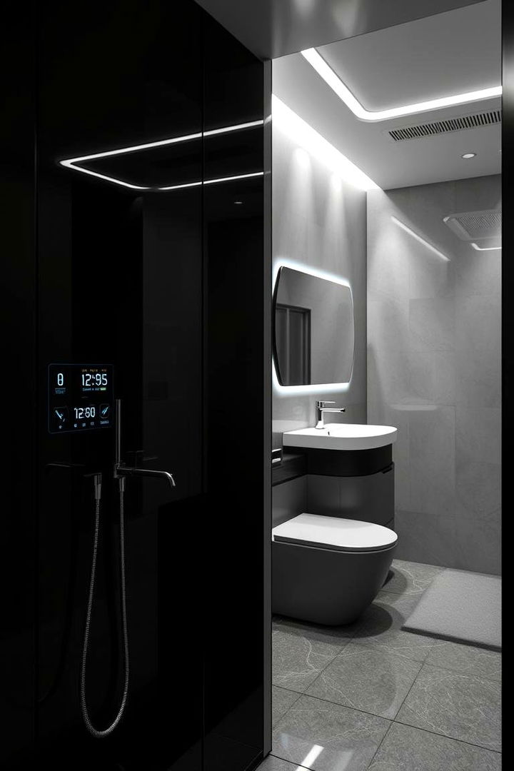 Smart Technology Integration - 22 Black and Grey Bathroom Ideas