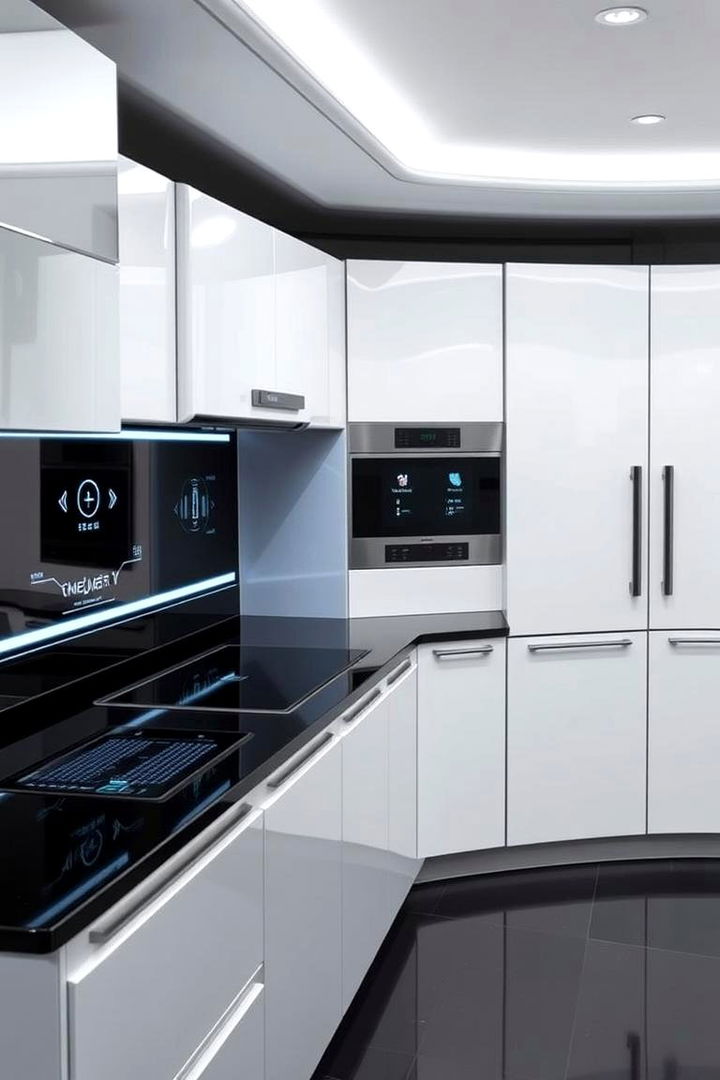 Smart Technology Integration - 22 Kitchen With White Cabinets and Black Countertops Ideas
