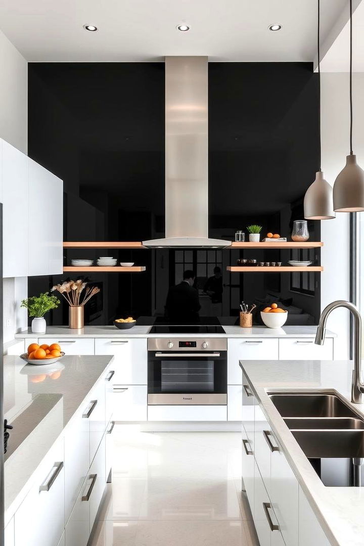 Smart Use of Space - 22 Kitchen With Black Backsplash