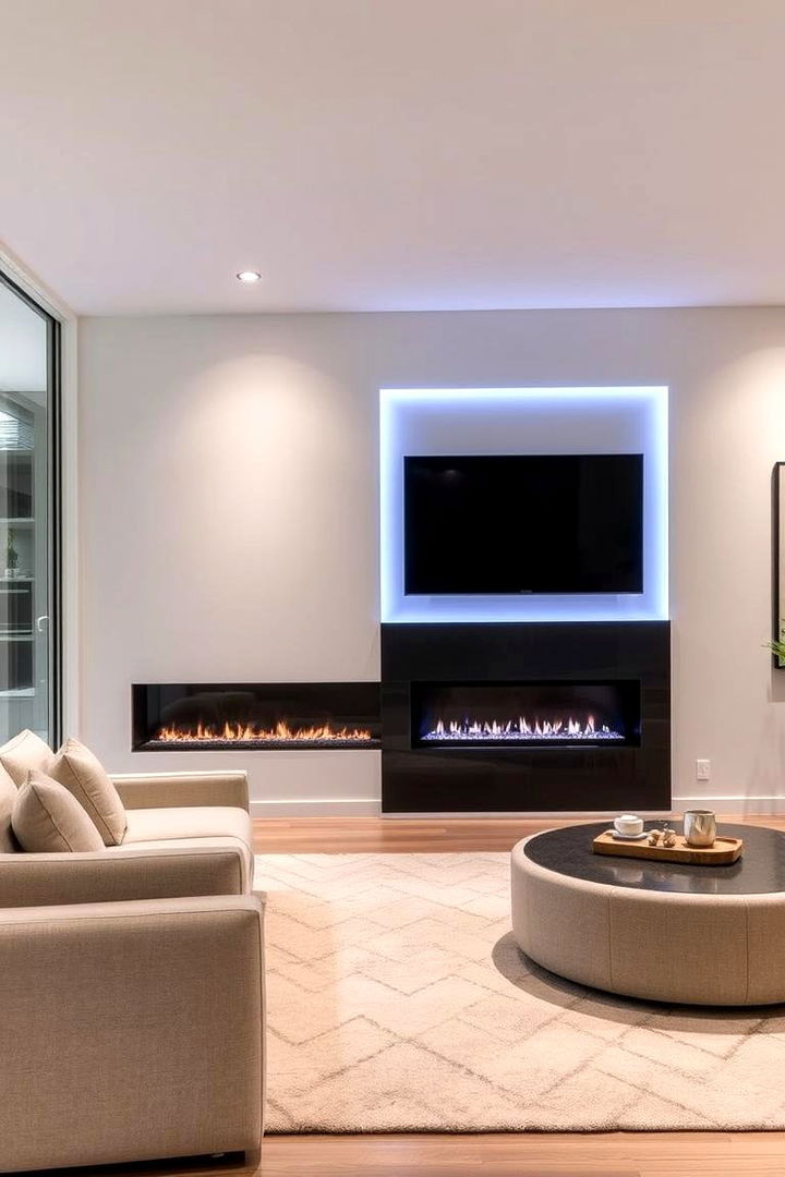 Smart and Connected Systems - 22 Linear Fireplace Ideas With Tv Above