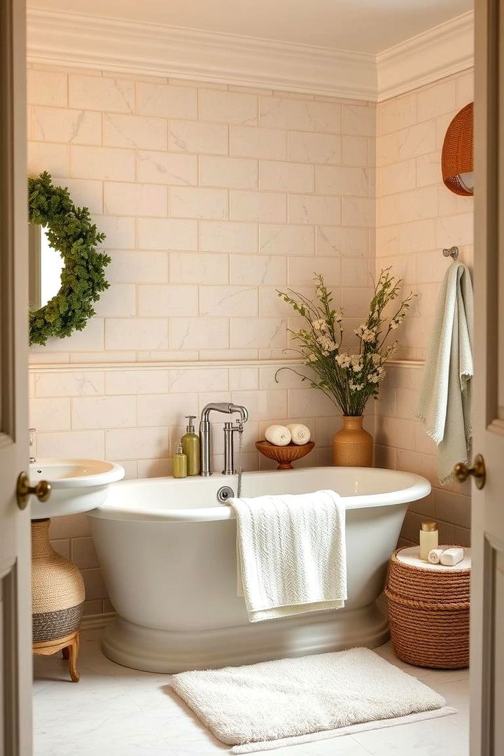 Soft Accessory Touches - 22 Sage Green and Cream Bathroom Ideas