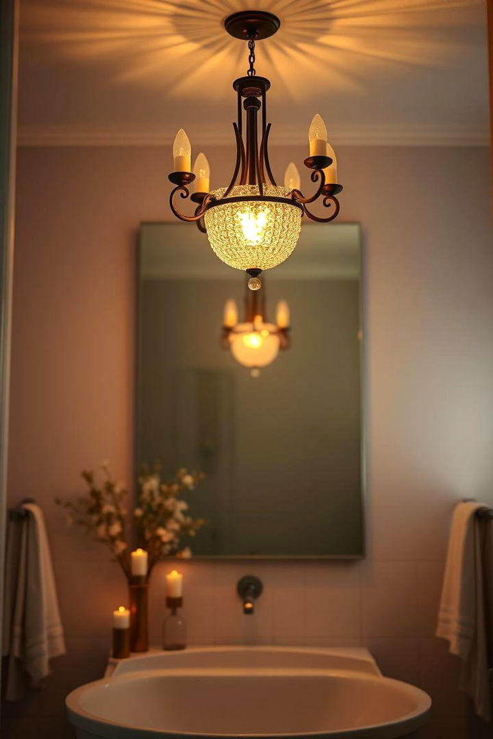 Soft Ambient Bathroom Chandelier Lighting - 22 Bathroom Chandelier Ideas