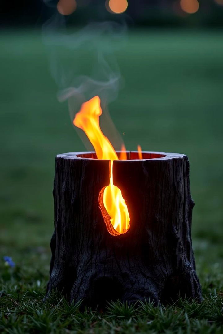 Soft Ambient Glow - 22 Tree Stump Fire Pit Ideas