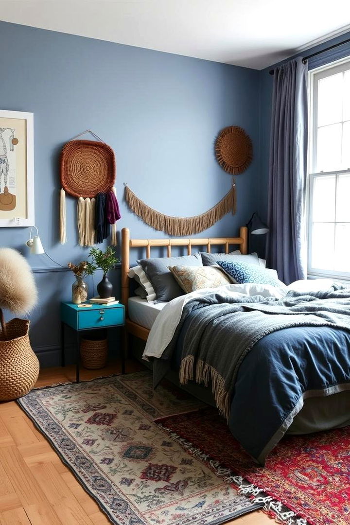 Soft Blue Bohemian - 22 Blue and Grey Bedroom Ideas