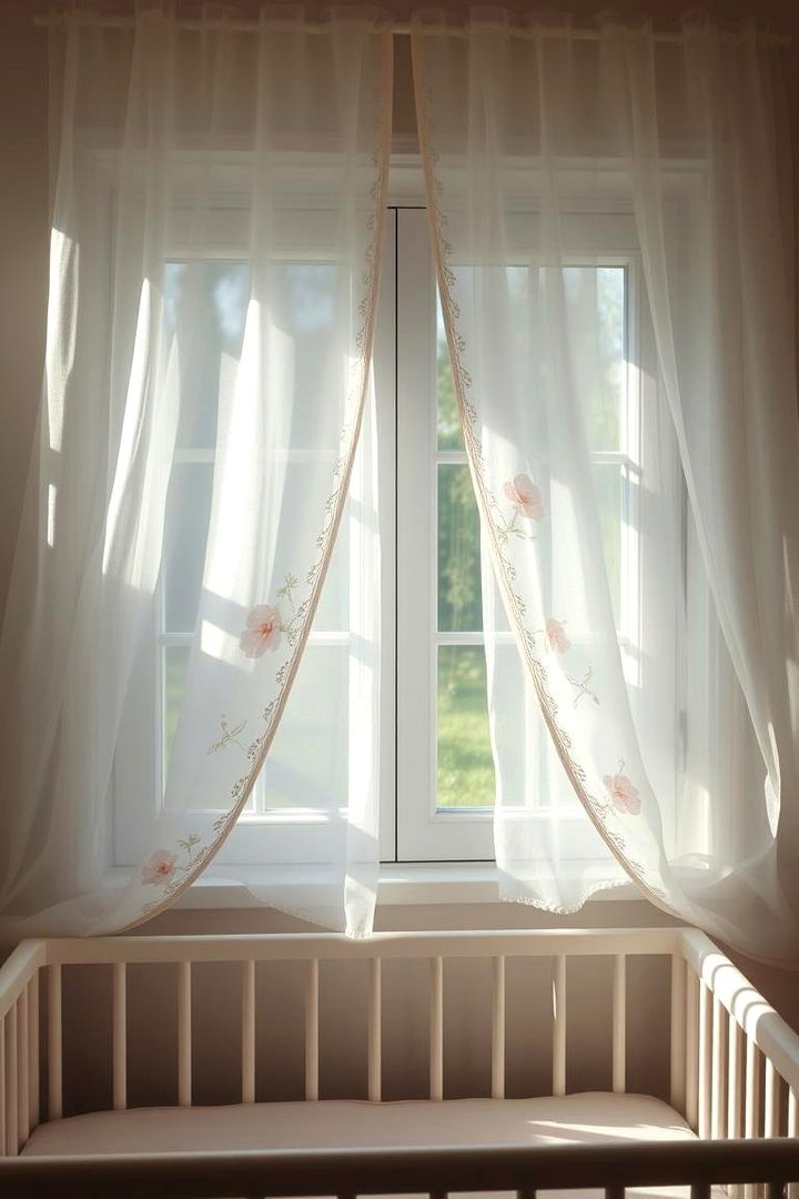 Soft Floral Organza Drapes for Windows - 22 Floral Nursery Ideas
