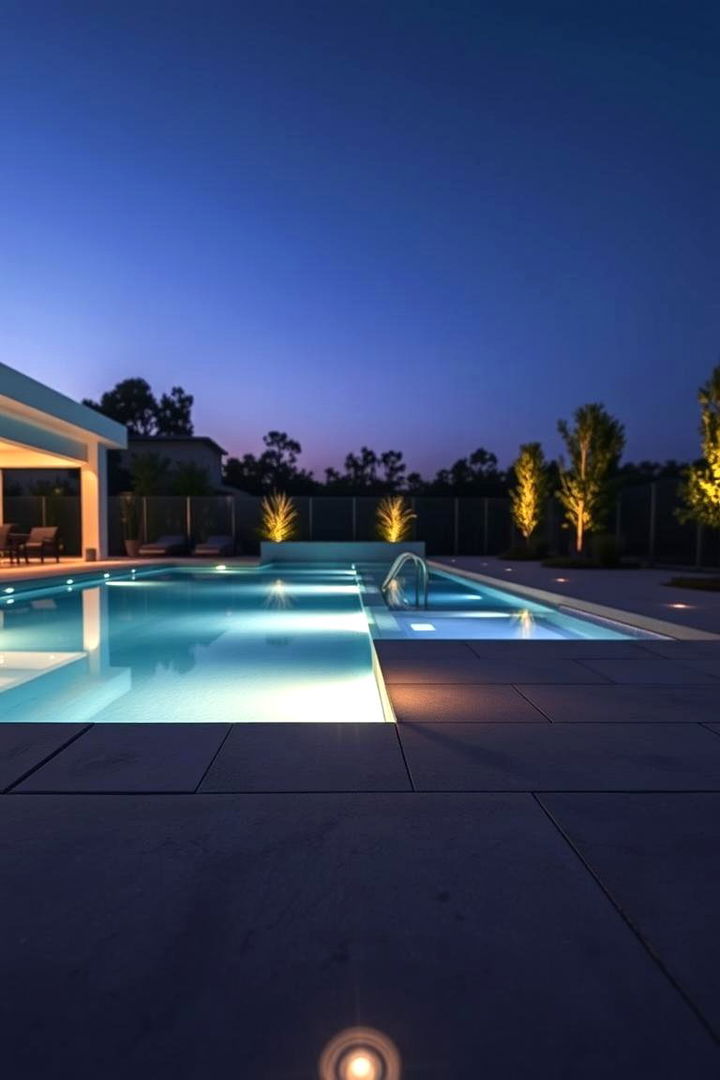 Soft Lighting Integrated with Pavers - 22 Concrete Pavers Around Pool Ideas