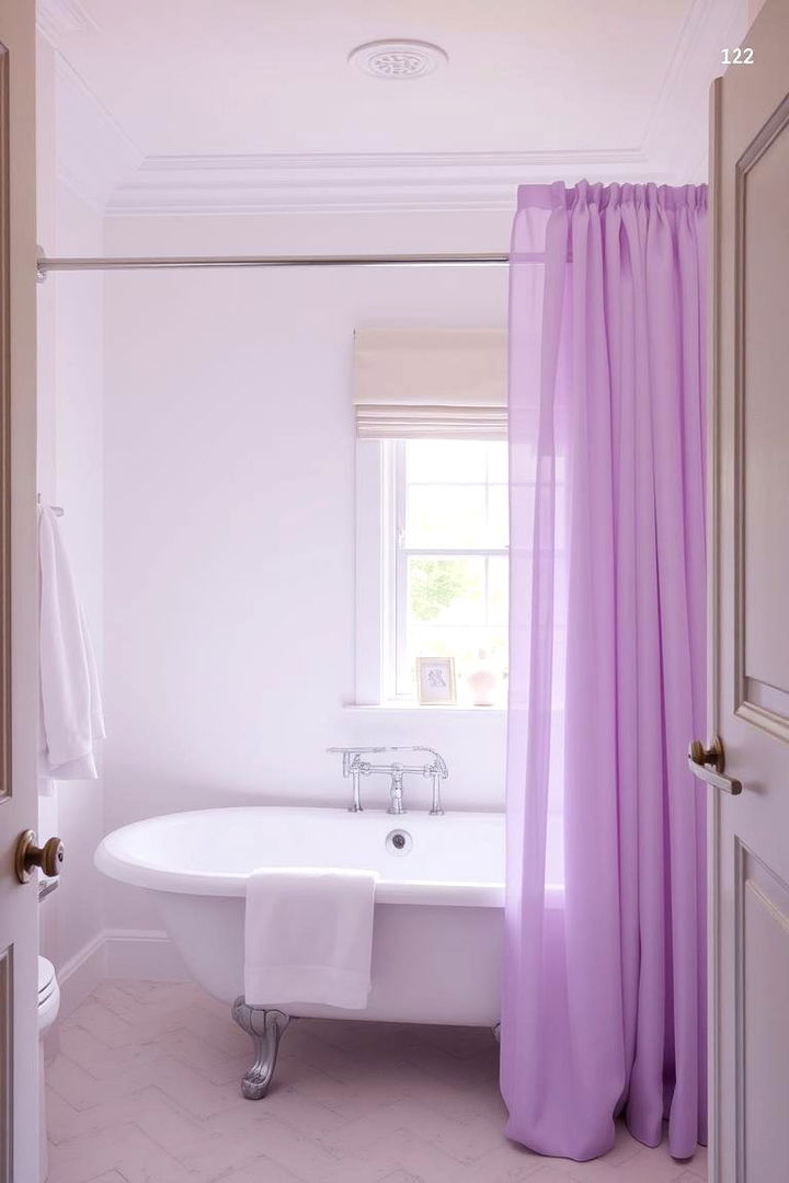 Soft Lilac Shower Curtains and Accessories - 22 Purple Bathroom Ideas
