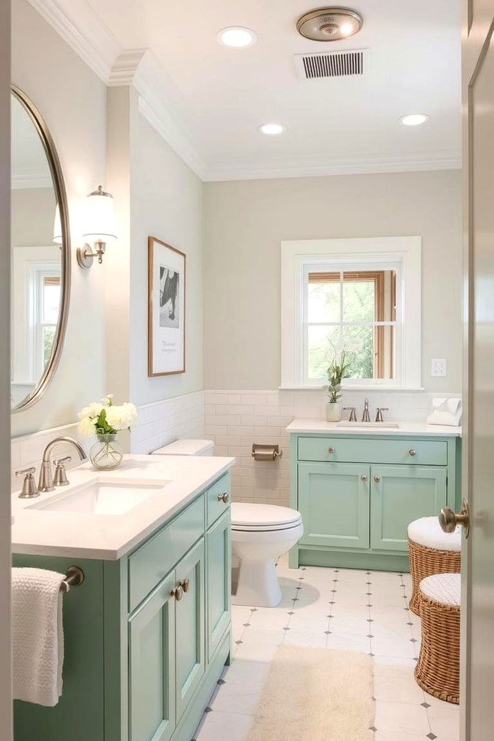 Soft Mint Freshness - 22 Bathroom Cabinet Color Ideas