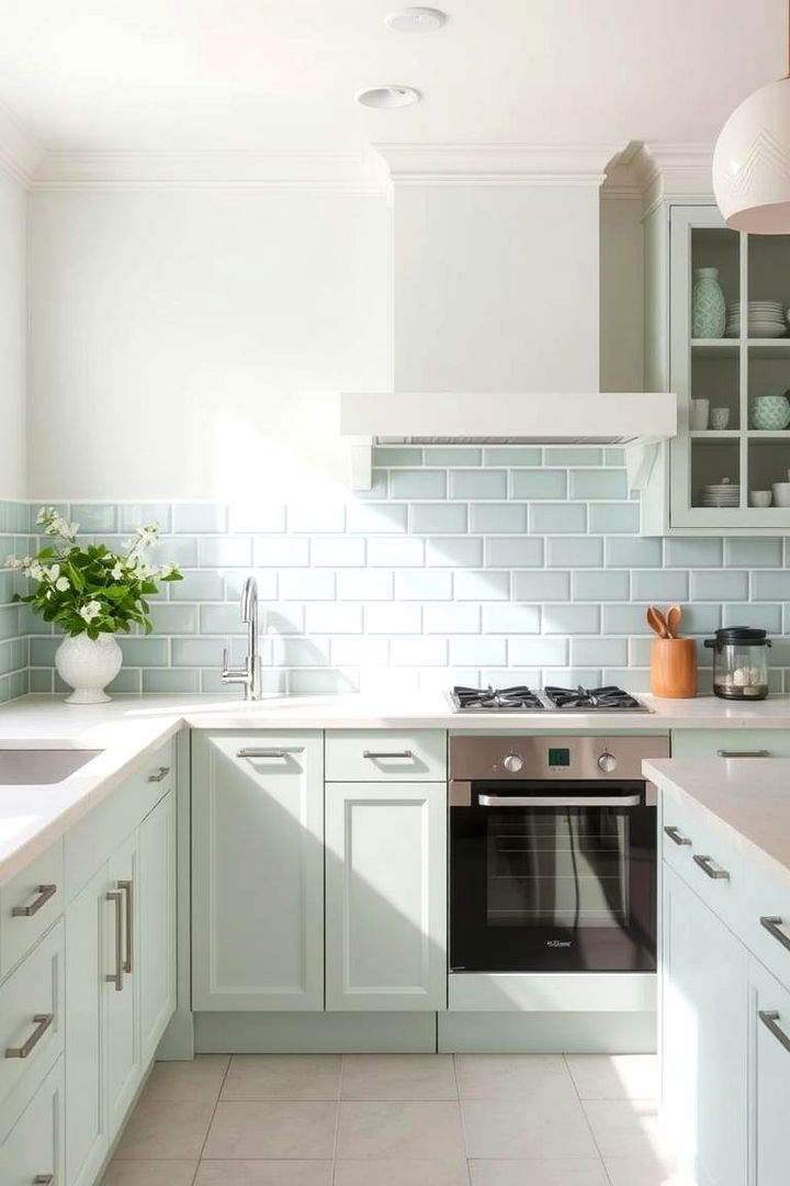 Soft Mint Harmony - 22 Kitchen With Green Backsplash Ideas
