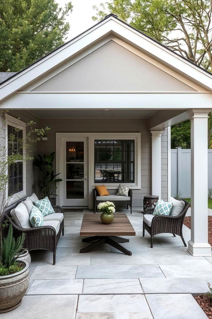 Soft Modern Vibe - 22 Gable Patio Roof Design Ideas