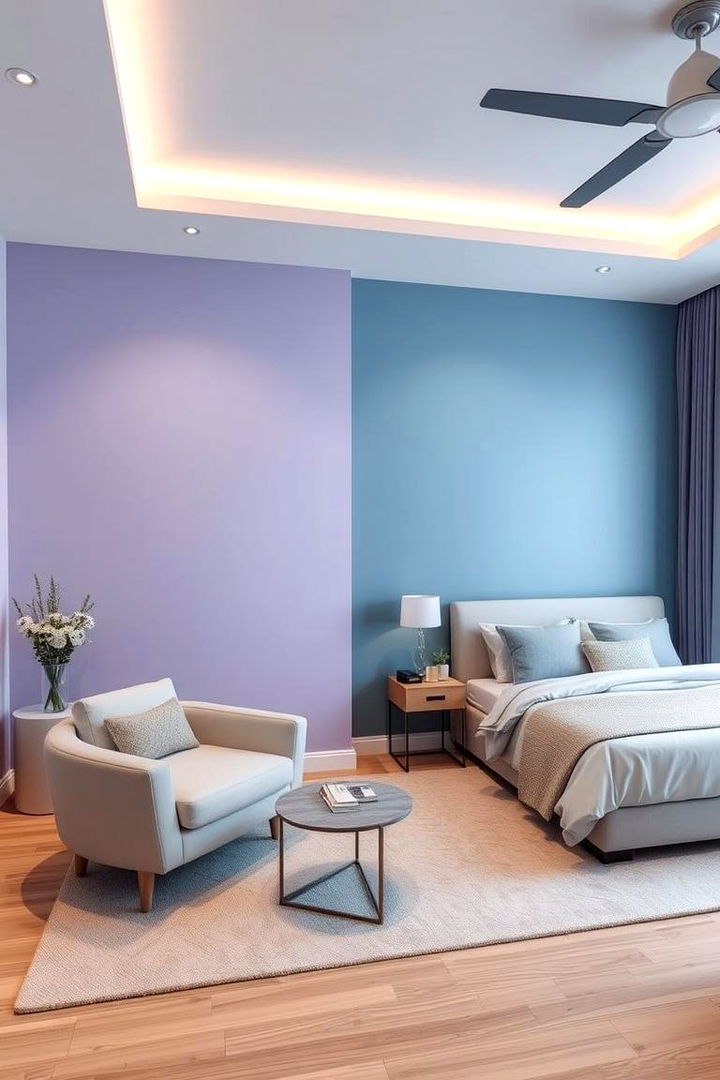 Soft Pastel Accent Walls - 22 Blue and Purple Bedroom Ideas