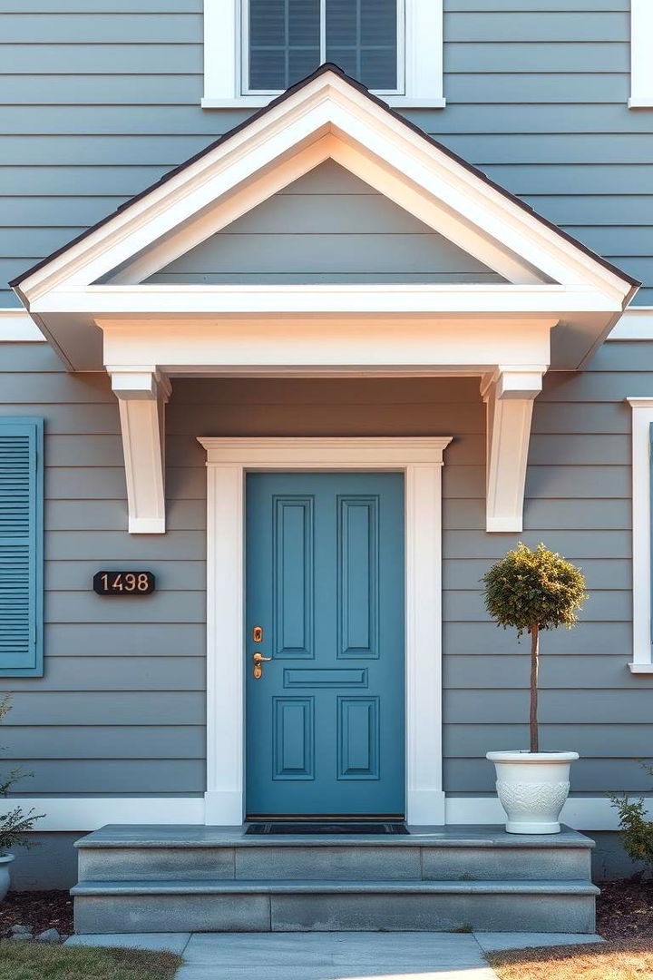 Soft Pastel Accents - 22 Grey House With Blue Door Ideas
